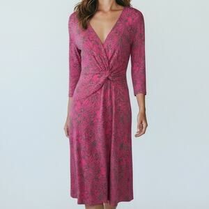 Lilly Pulitzer Danni Dress Womens Small Pink Hidden Kitten Lion Print Twist